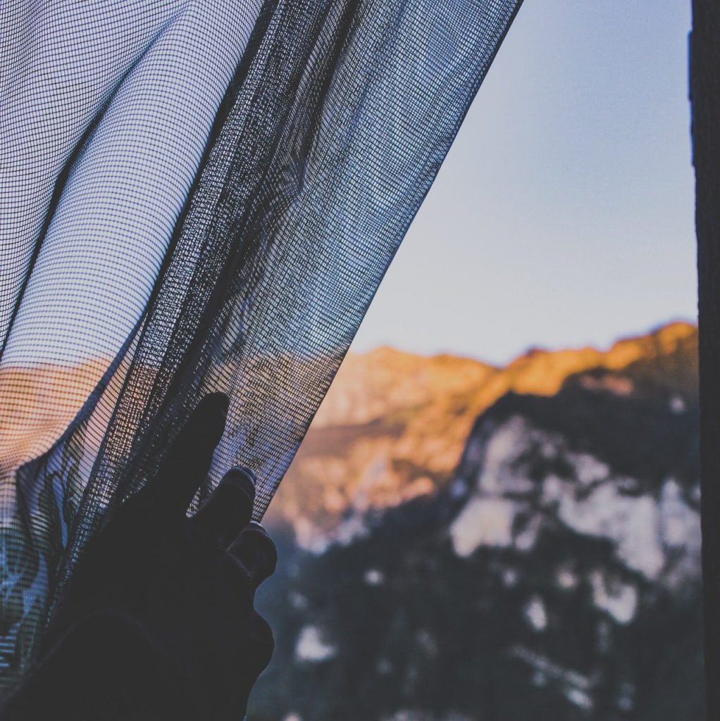 black mesh curtain